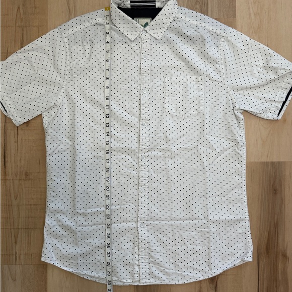 Alexander Julian White Short Sleeve Button Up Shirt Black Polka Dots L - Picture 12 of 15